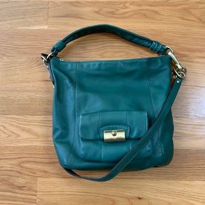Coach green leather hobo bag